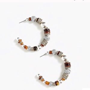 NWT J. Crew multi-bead and-stone hoop earrings